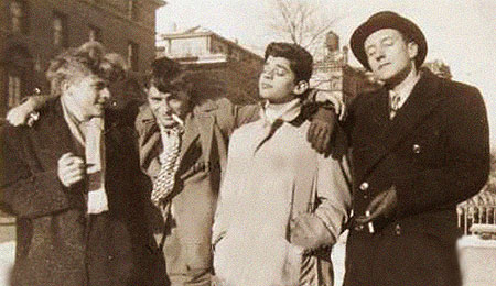 Hal Chase, Jack Kerouac, Alan Ginsberg and William S. Burroughs together at Columbia University in 1945.